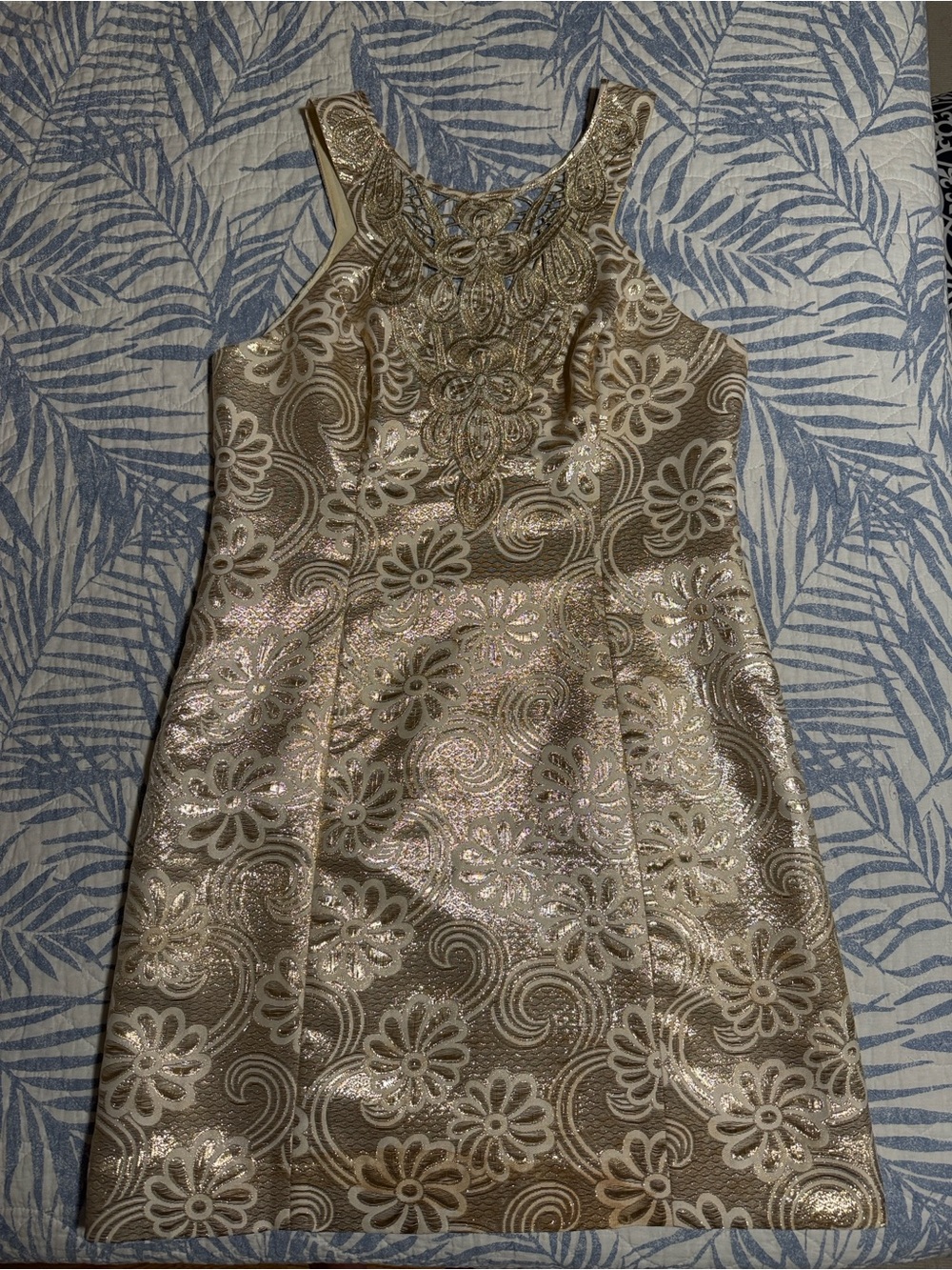 Lilly Pulitzer gold embroidered shift dress